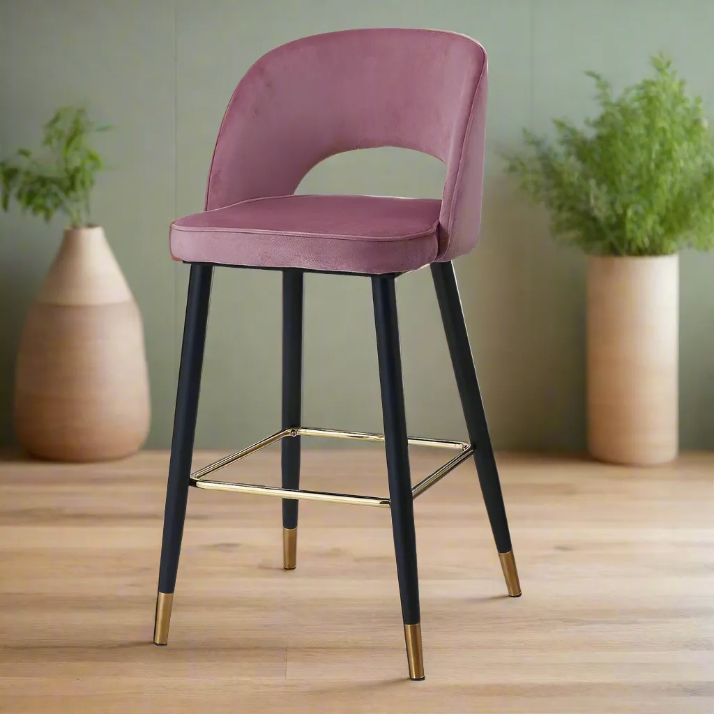 Wooden Twist Desire Modern Cafe Dining Chair Velvet Upholstery with Metal Legs