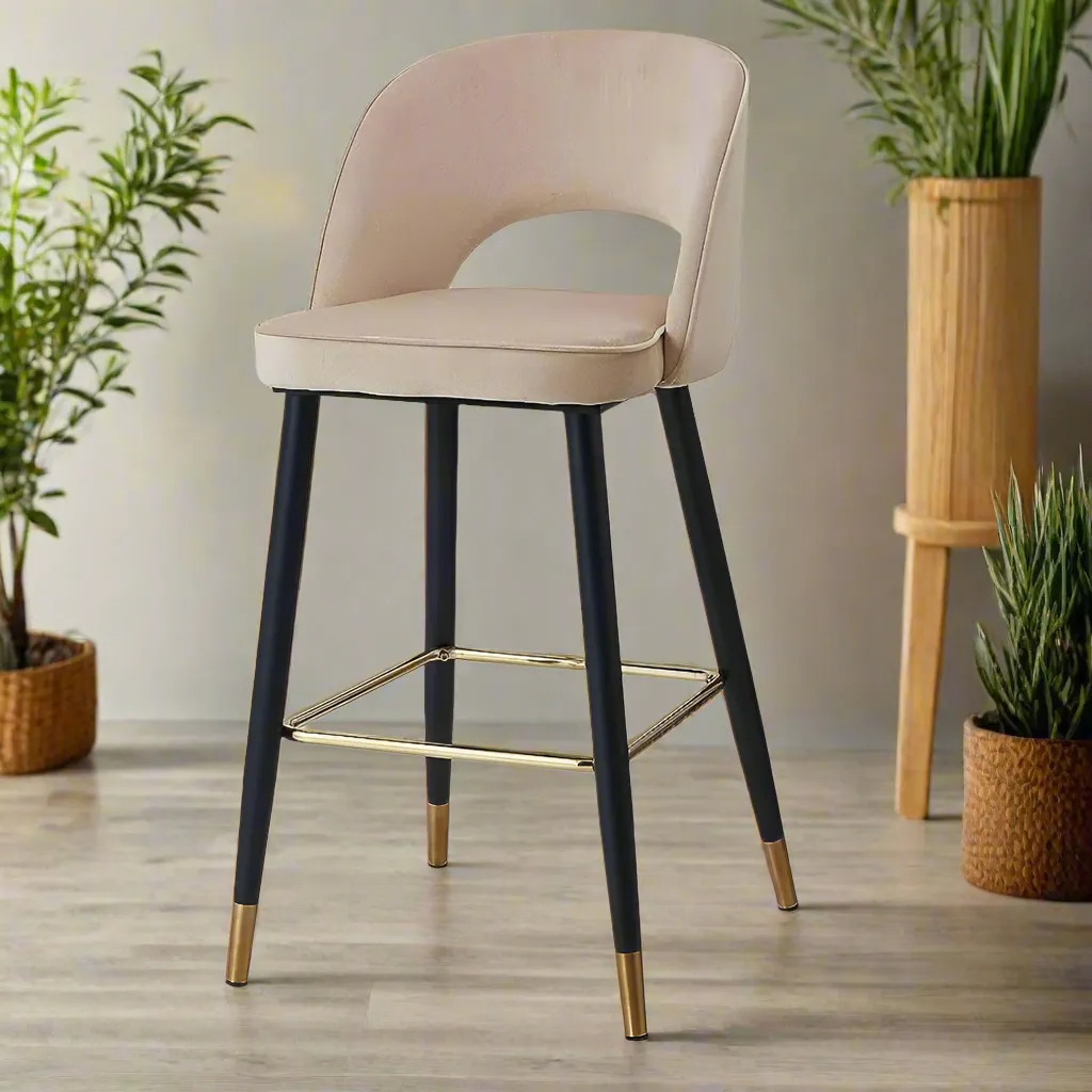 Wooden Twist Desire Modern Cafe Dining Chair Velvet Upholstery with Metal Legs