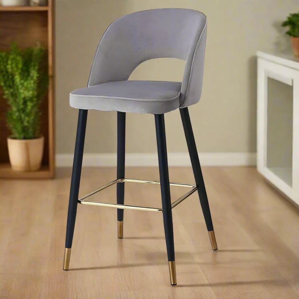 Wooden Twist Desire Modern Cafe Dining Chair Velvet Upholstery with Metal Legs