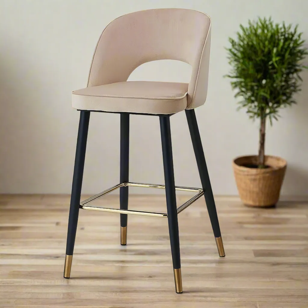 Wooden Twist Desire Modern Cafe Dining Chair Velvet Upholstery with Metal Legs