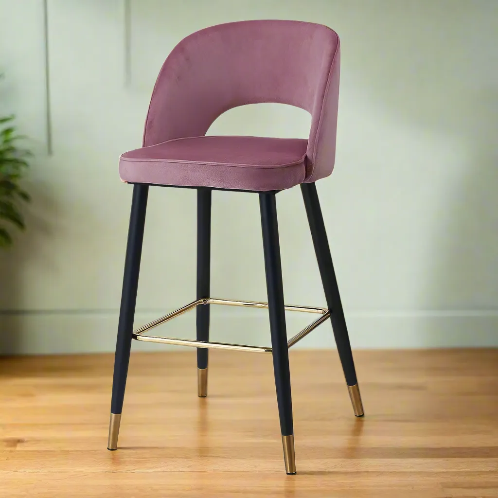 Wooden Twist Desire Modern Cafe Dining Chair Velvet Upholstery with Metal Legs