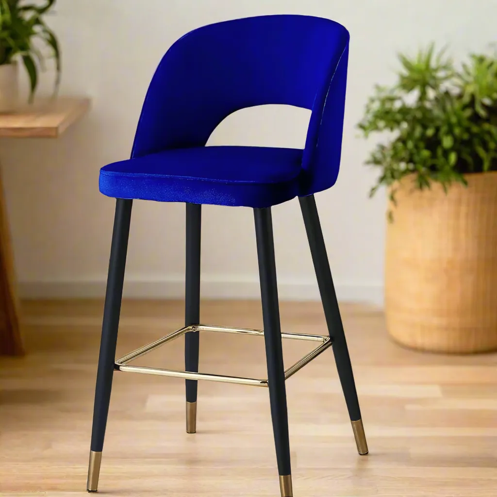 Wooden Twist Desire Modern Cafe Dining Chair Velvet Upholstery with Metal Legs