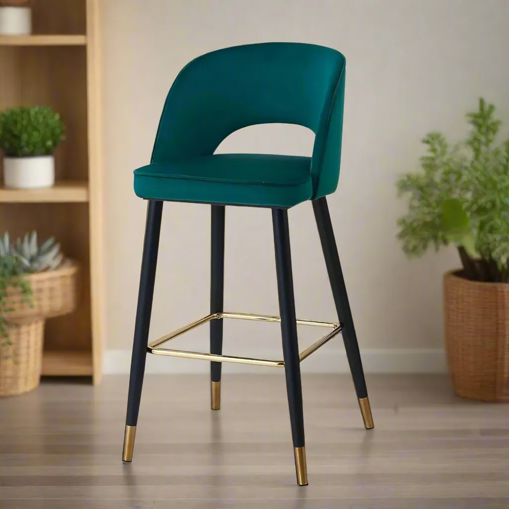 Wooden Twist Desire Modern Cafe Dining Chair Velvet Upholstery with Metal Legs