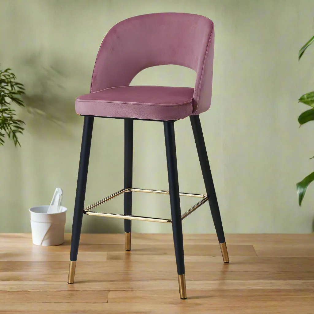 Wooden Twist Desire Modern Cafe Dining Chair Velvet Upholstery with Metal Legs