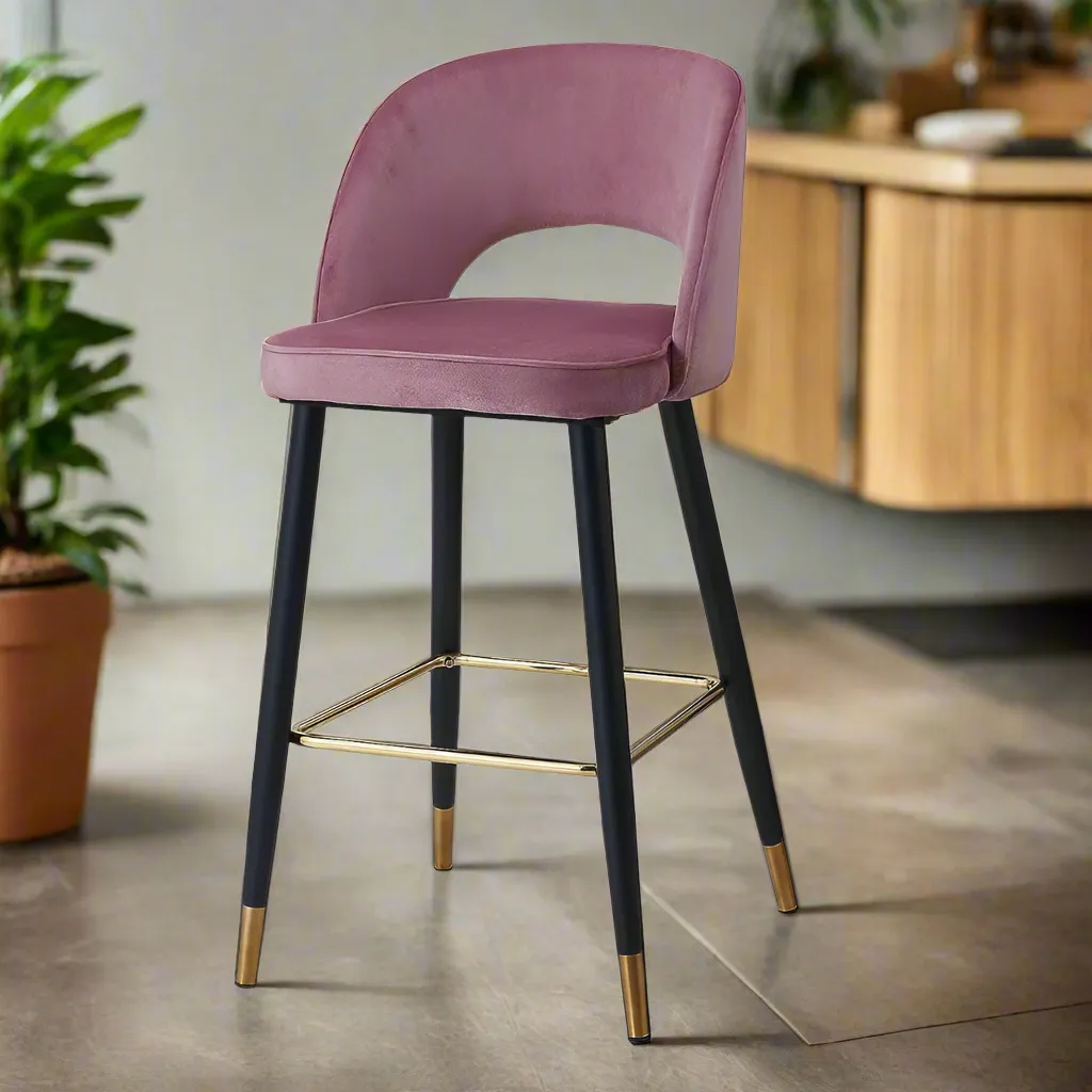 Wooden Twist Desire Modern Cafe Dining Chair Velvet Upholstery with Metal Legs
