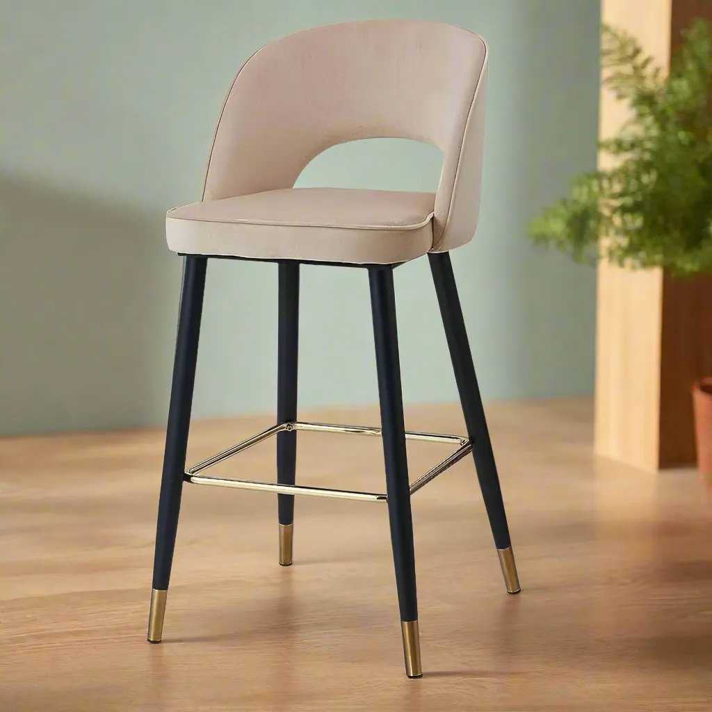 Wooden Twist Desire Modern Cafe Dining Chair Velvet Upholstery with Metal Legs