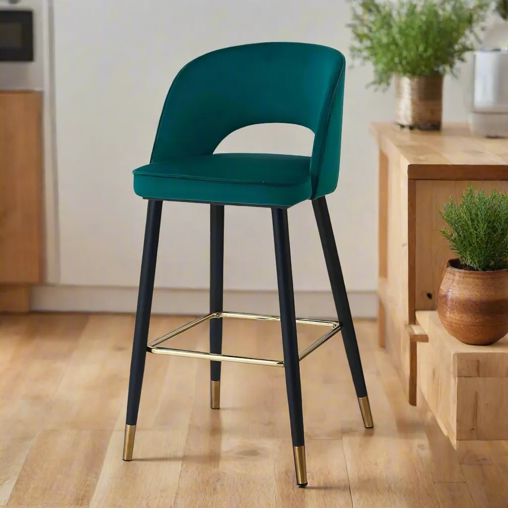 Wooden Twist Desire Modern Cafe Dining Chair Velvet Upholstery with Metal Legs