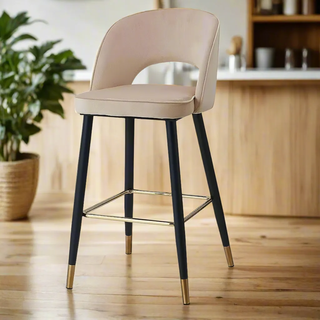 Wooden Twist Desire Modern Cafe Dining Chair Velvet Upholstery with Metal Legs