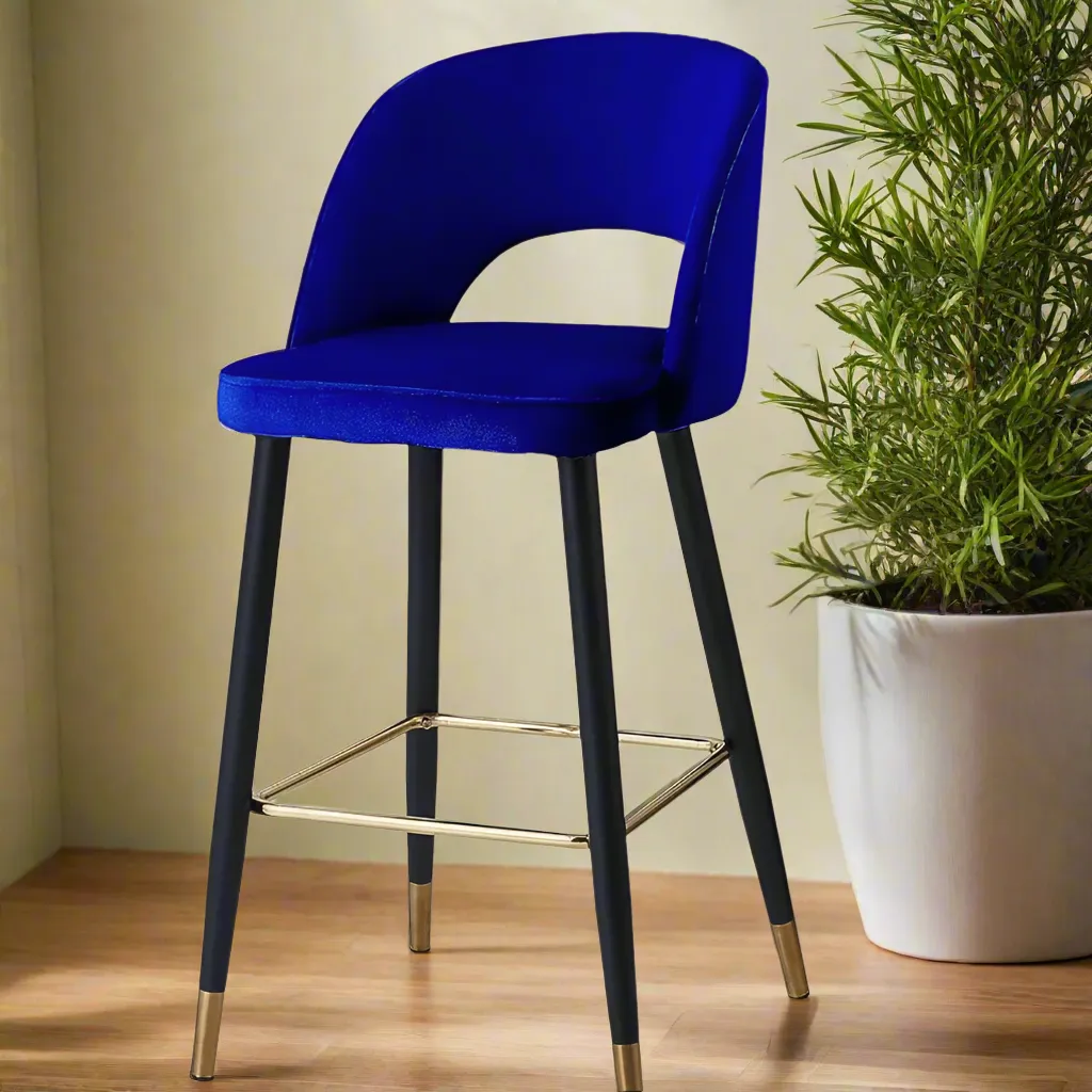 Wooden Twist Desire Modern Cafe Dining Chair Velvet Upholstery with Metal Legs