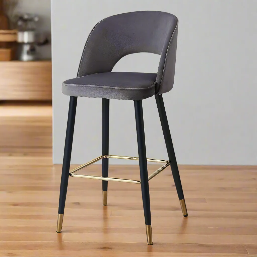Wooden Twist Desire Modern Cafe Dining Chair Velvet Upholstery with Metal Legs