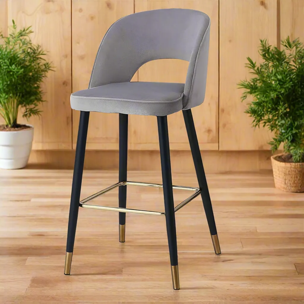 Wooden Twist Desire Modern Cafe Dining Chair Velvet Upholstery with Metal Legs