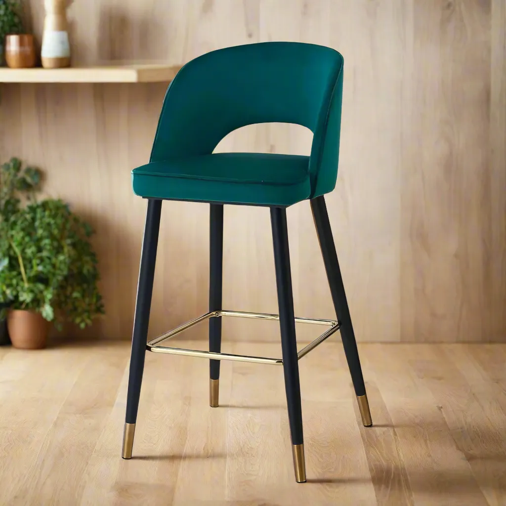 Wooden Twist Desire Modern Cafe Dining Chair Velvet Upholstery with Metal Legs