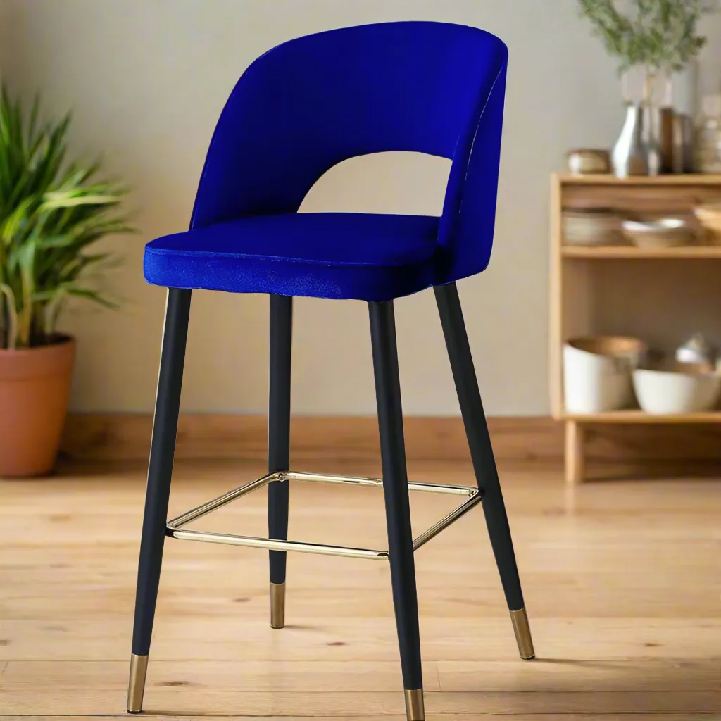 Wooden Twist Desire Modern Cafe Dining Chair Velvet Upholstery with Metal Legs