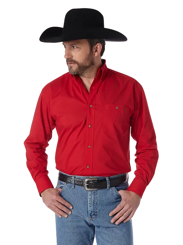 Wrangler Men's George Solid Red Shirt