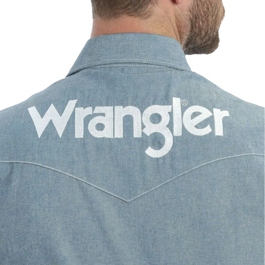 Wrangler Men’s Long Sleeve Button Down Logo Shirt